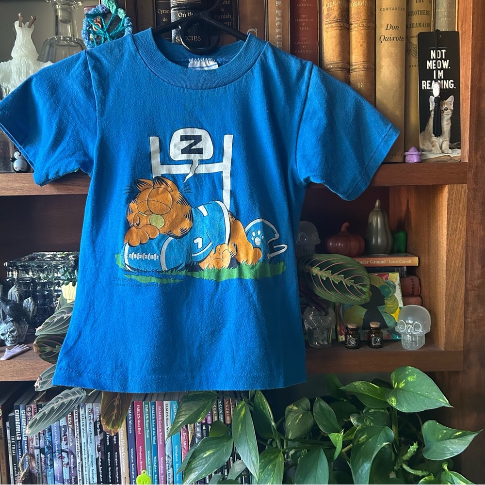 Vintage 1978 Blue Kids Garfield Sleeping Football Shirt
